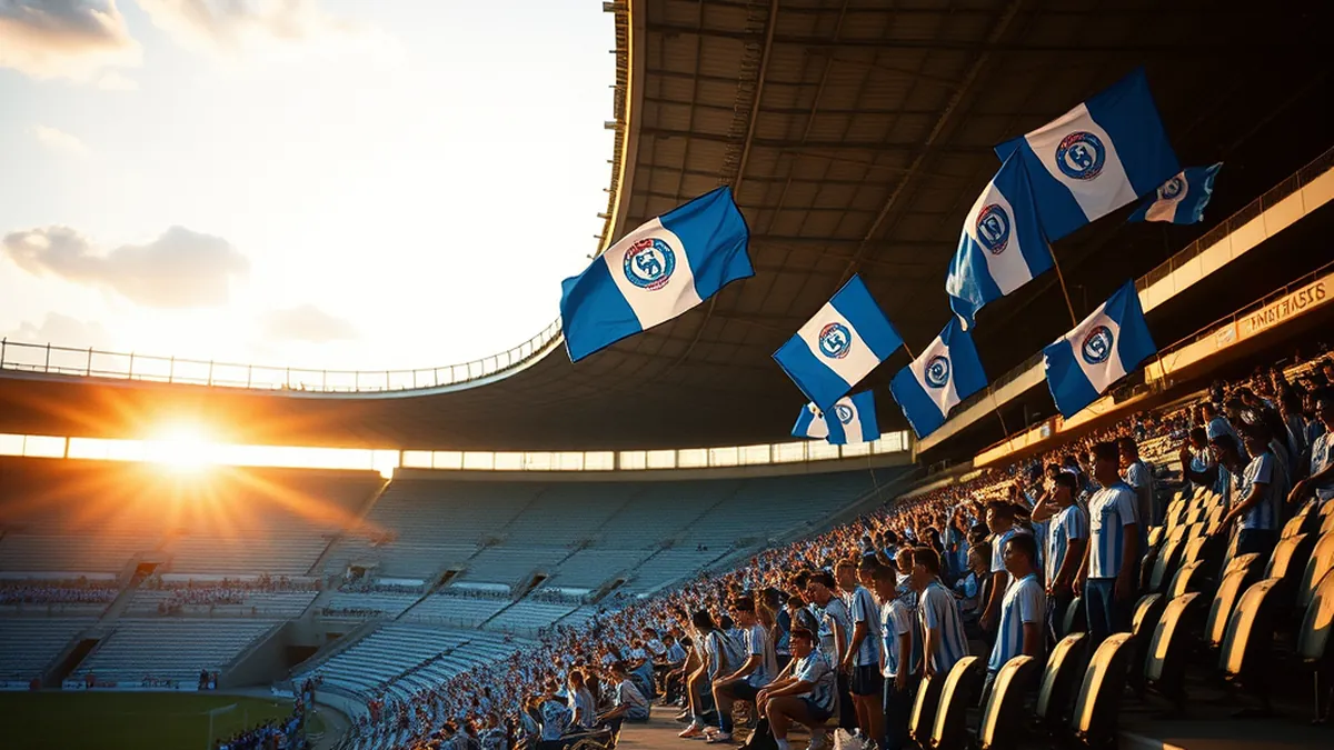 Gimnasia fans take over the away stand in Caseros